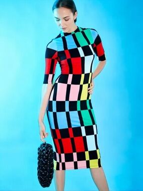 ALICE + OLIVIA • Delora Fitted Mock Neck Dress